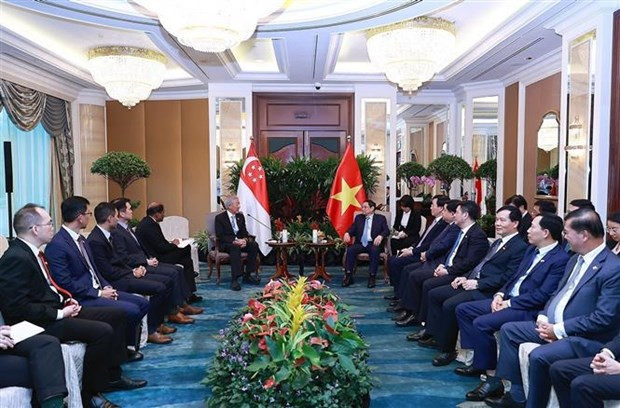 PM receives Singaporean Senior Minister hinh anh 1