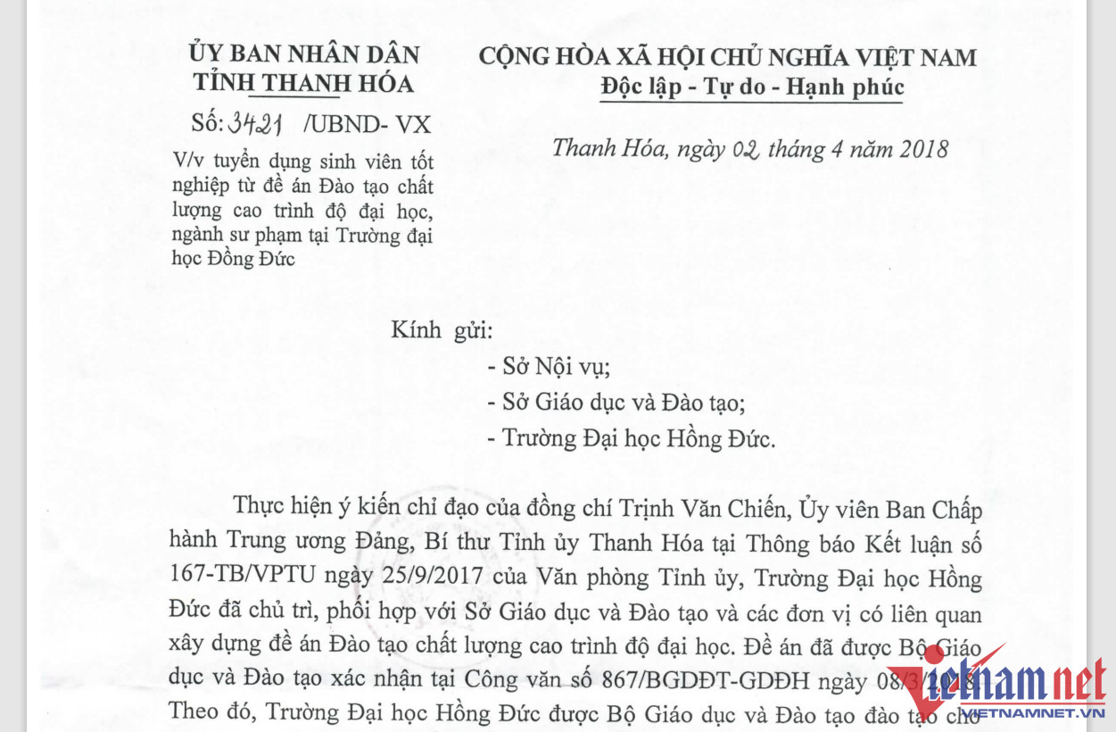 Sinh viên tốt nghiệp ngành sư phạm chất lượng cao ở Thanh Hóa bị bỏ rơi?