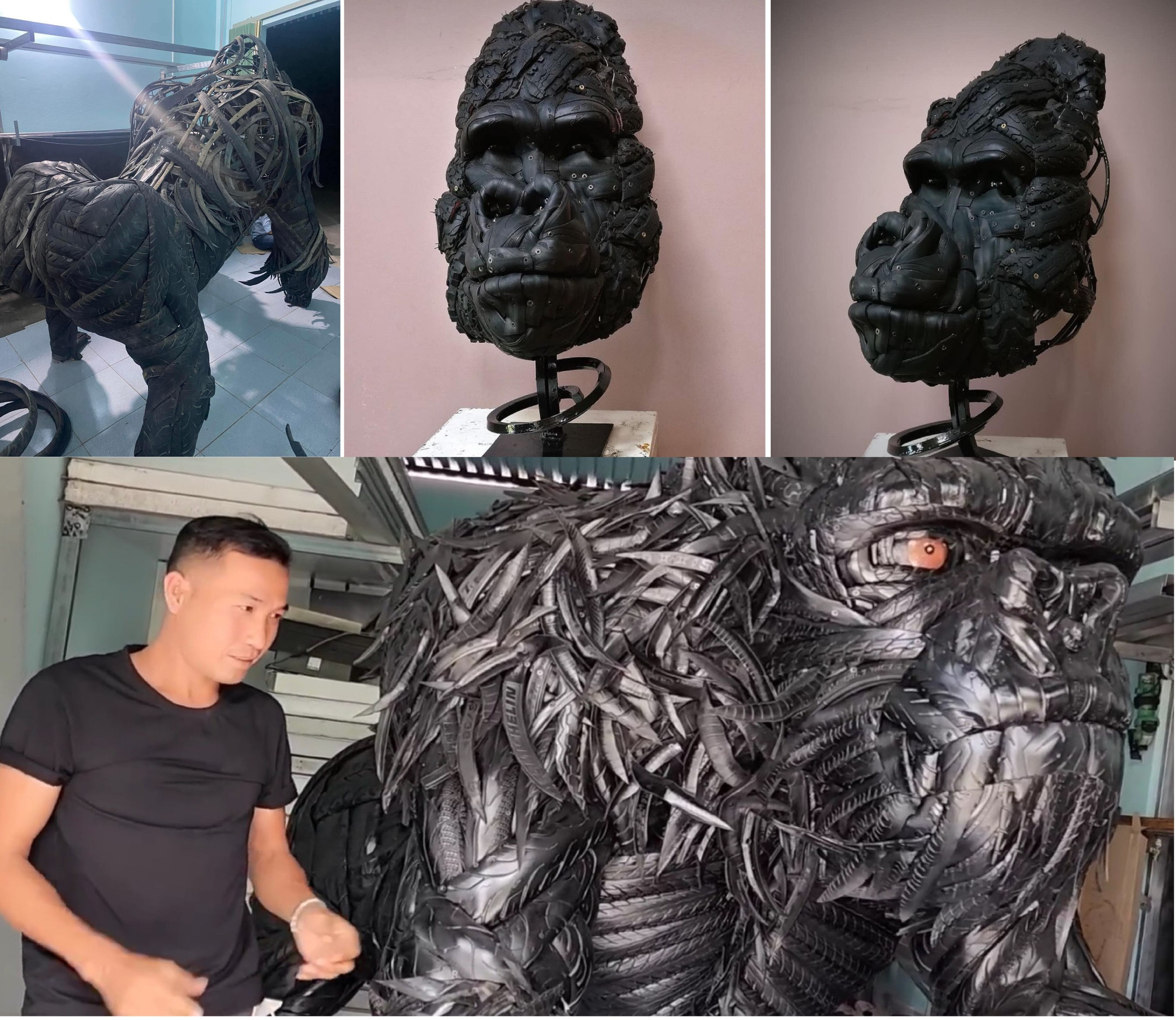 Vietnamese man makes King Kong model from tires