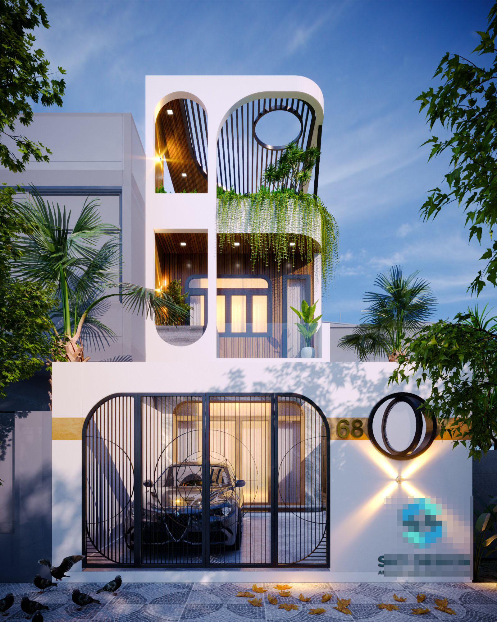 Thiết kế nhà phố 3 tầng có gác lửng 5 phòng ngủ 1 phòng thờ  WEDO  Công  ty Thiết kế Thi công xây dựng chuyên nghiệp hàng đầu Việt Nam