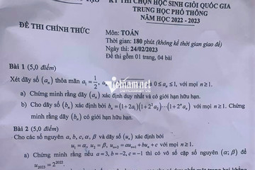 Đề thi chọn học sinh giỏi quốc gia môn Toán năm 2023