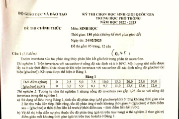 Đề thi chọn học sinh giỏi quốc gia môn Sinh học năm 2023