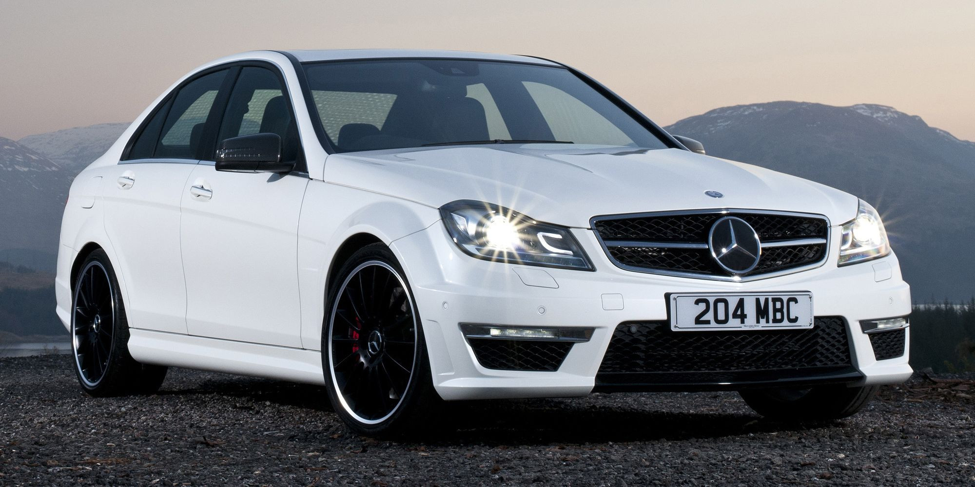 Mercedes C63 AMG Front Quarter Arctic White Facelift