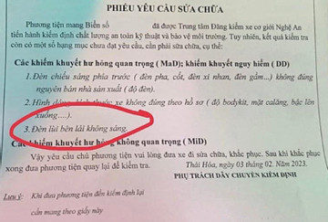 Cục Đăng kiểm lên tiếng vụ đánh trượt lỗi 1 đèn lùi ở Nghệ An