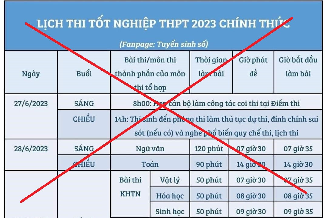 Bộ GD-ĐT bị mạo danh công bố lịch thi tốt nghiệp THPT 2023 chi tiết