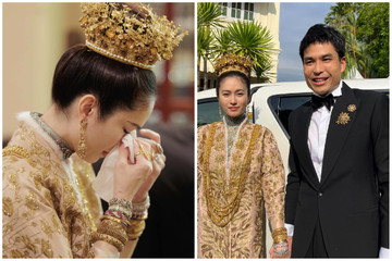 'Hoa hậu chuyển giới đẹp nhất Thái Lan' khóc trong lễ cưới với chồng doanh nhân