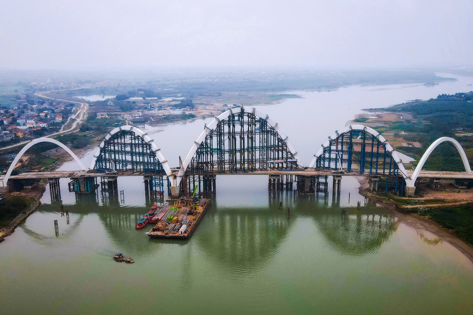 Cây cầu hình rồng đắt tiền nhất tỉnh Bắc Ninh đang thành hình