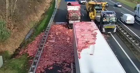 Cảnh tượng như phim kinh dị khi xe tải chở 10 tấn nội tạng gặp nạn trên đường