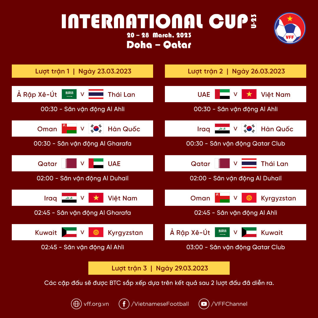 Lịch thi đấu Doha Cup 2023