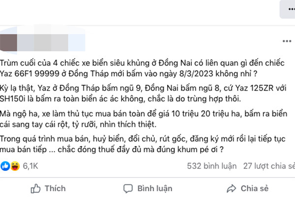 Kiểm tra thông tin 4 biển số đẹp được bấm cùng 1 ngày ở Đồng Tháp