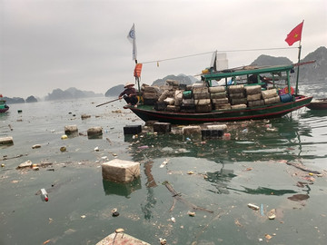 Styrofoam waste pollutes Ha Long Bay