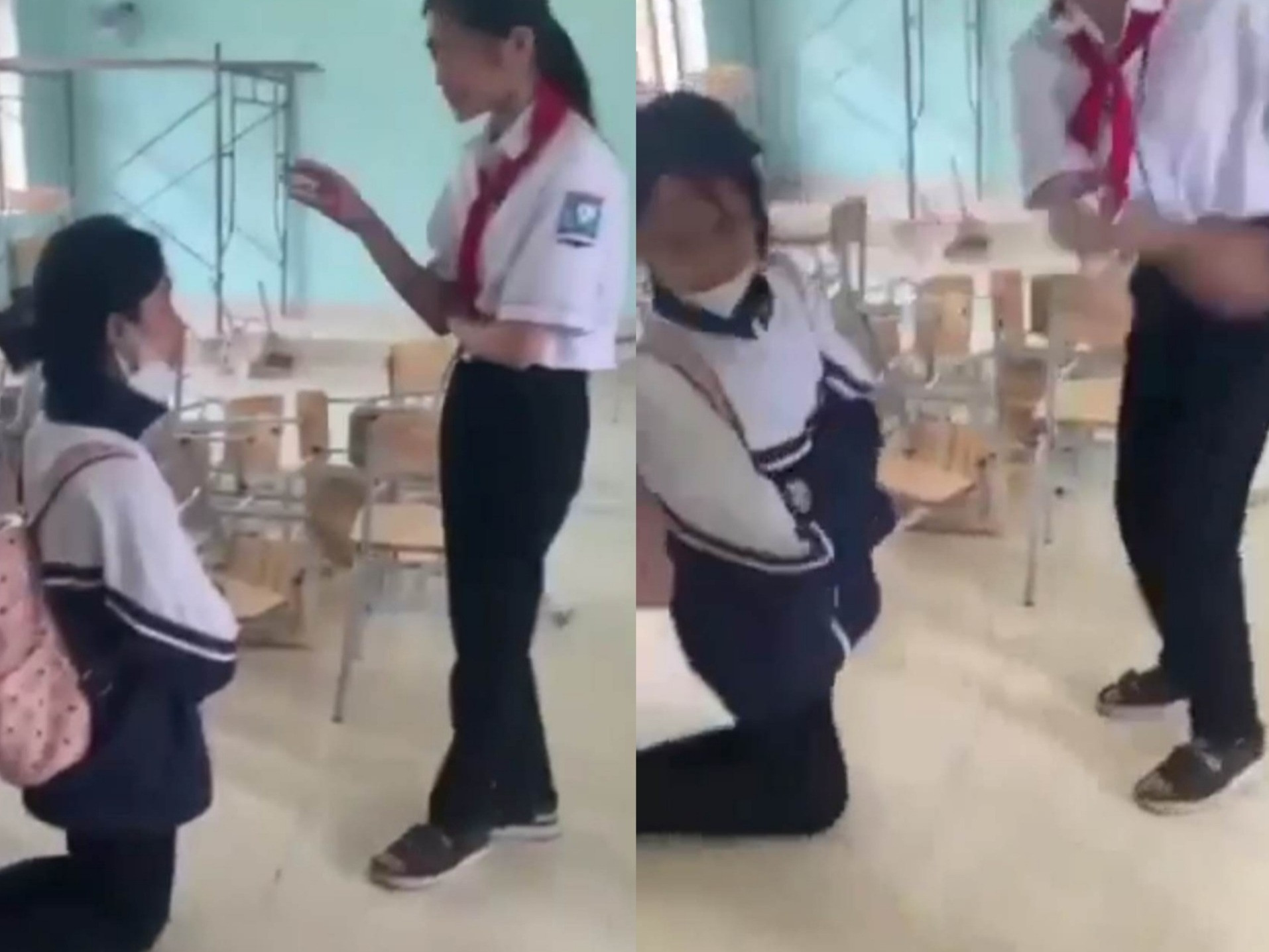 Nữ sinh lớp 7 bắt bạn quỳ, hành hung trong phòng học