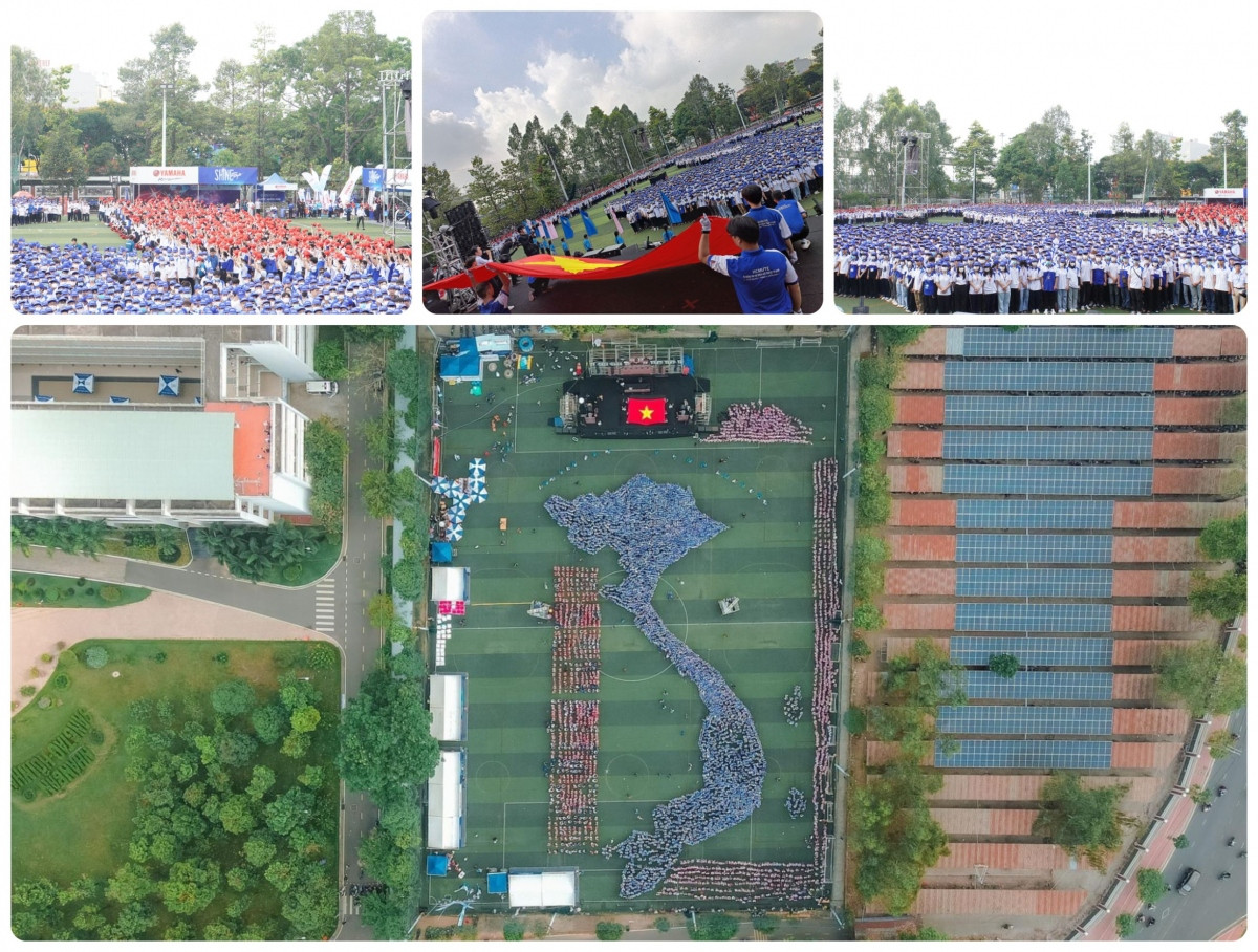 5,223 students gather to form giant map of Vietnam