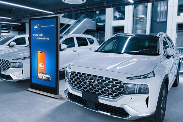 Vay VIB mua ô tô Hyundai 0% lãi suất, 15 phút phê duyệt