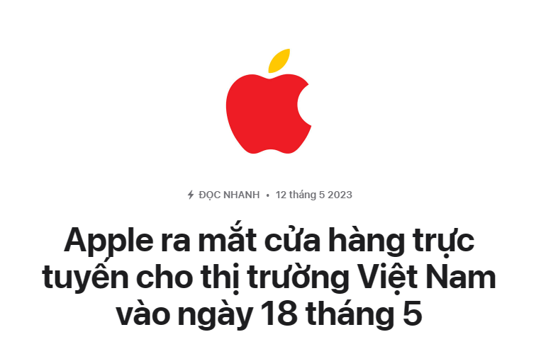 Apple mở cửa hàng trực tuyến tại Việt Nam