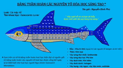 Độc đáo bảng tuần hoàn hóa học hình cá mập của nam sinh Hà Nội