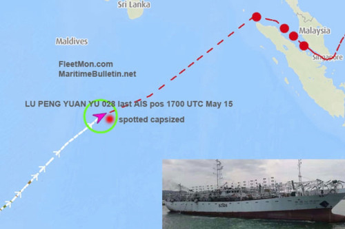 Tàu Trung Quốc bị lật giữa Ấn Độ Dương, 39 người mất tích