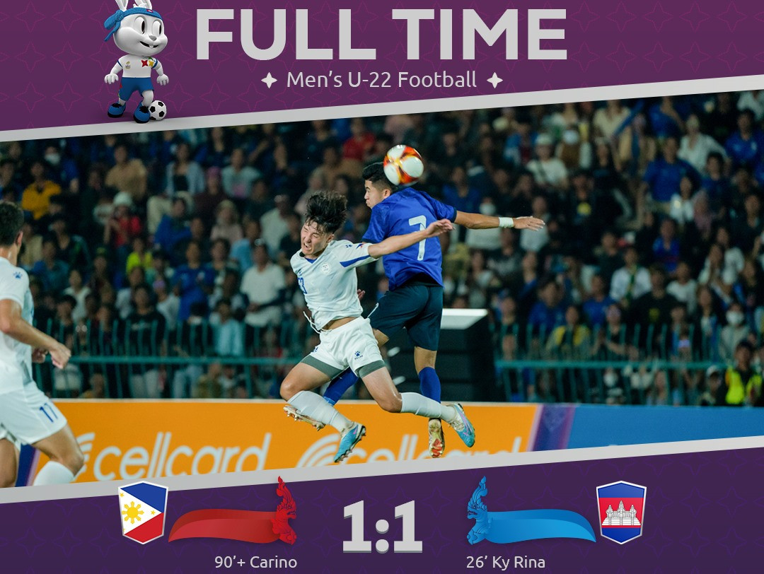 Video bóng đá nam SEA Games 32: U22 Philippines 1-1 U22 Campuchia