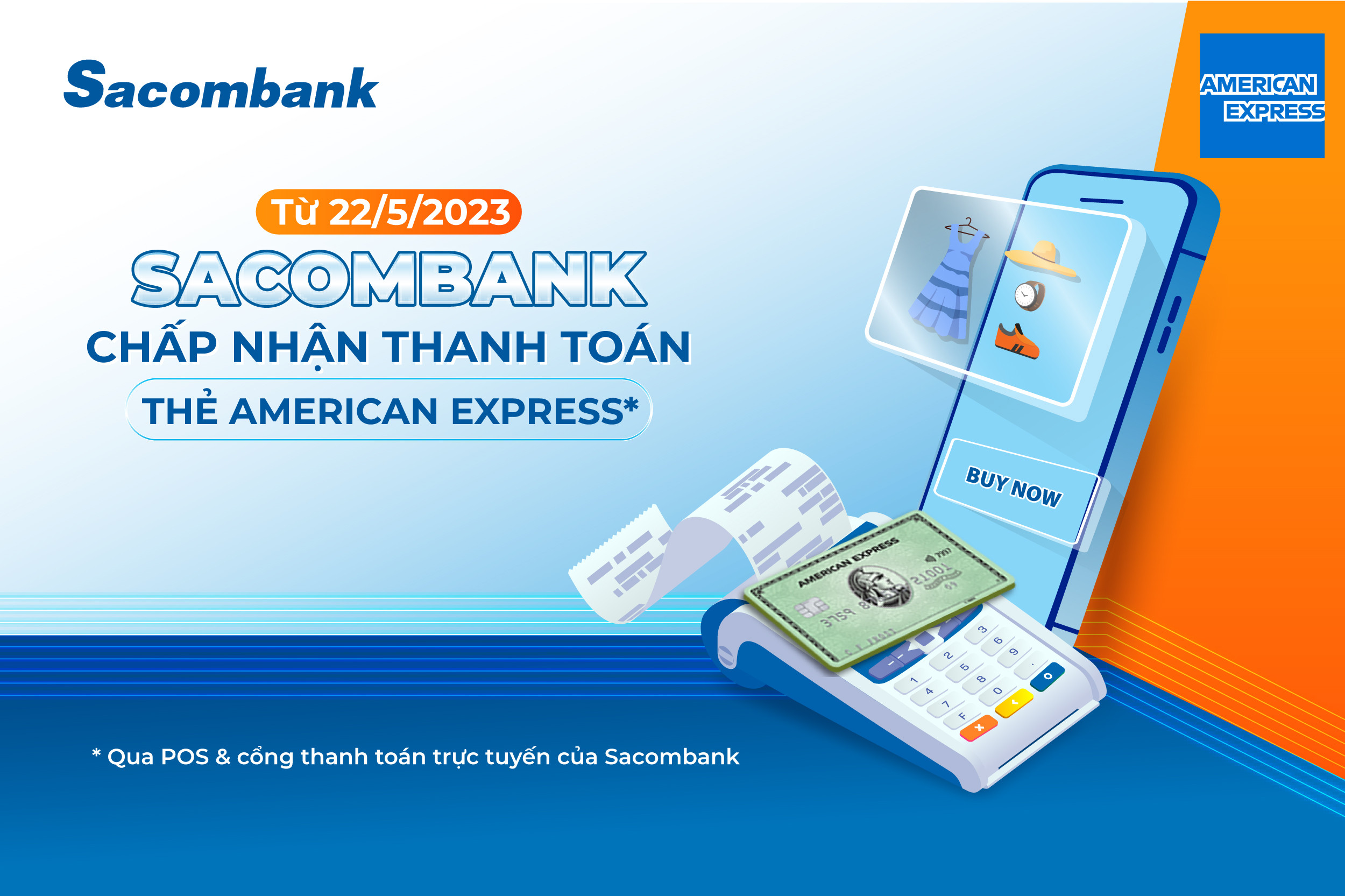 Sacombank kết nối thanh toán thẻ American Express