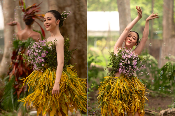 Diễn viên múa Linh Nga đẹp lạ với trang phục từ hoa tươi