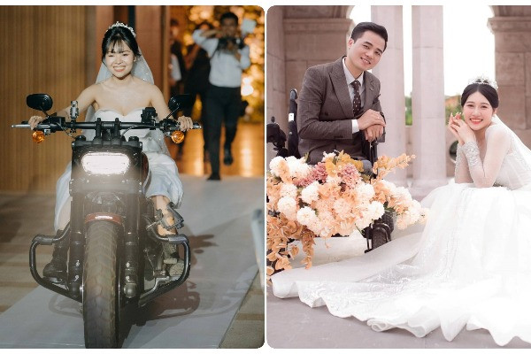 Độc đáo những cô dâu cưỡi thiên nga, lái mô tô, ngồi cần cẩu 10m vào lễ đường