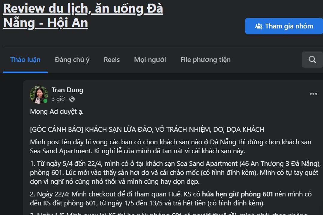 Nữ du khách tố khách sạn ở Đà Nẵng 'lừa khách hàng, làm tan nát kỳ nghỉ lễ'