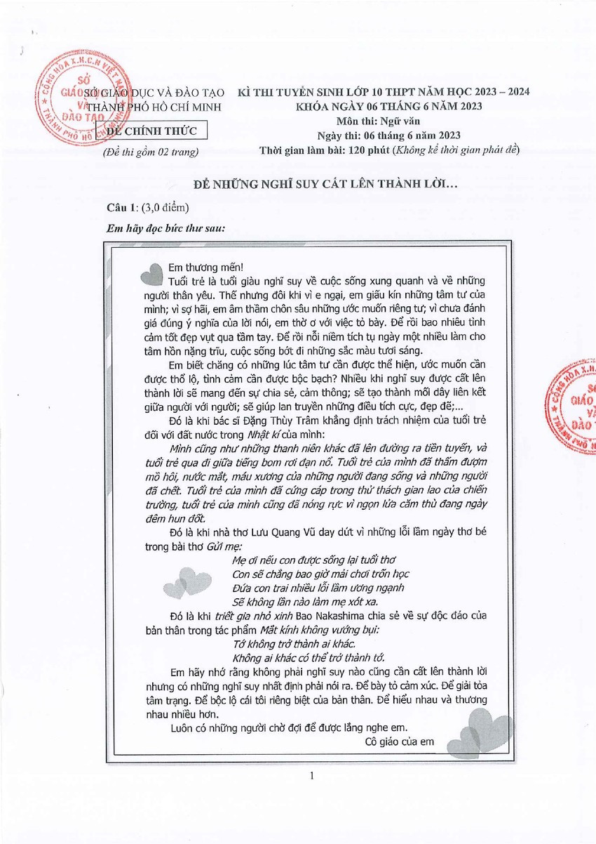 Công bố đáp án các môn thi trong kỳ thi vào lớp 10 tại TP.HCM ảnh 2