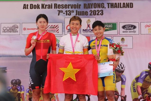 Cyclist Nguyen Thi That defends Asian gold medal hinh anh 1