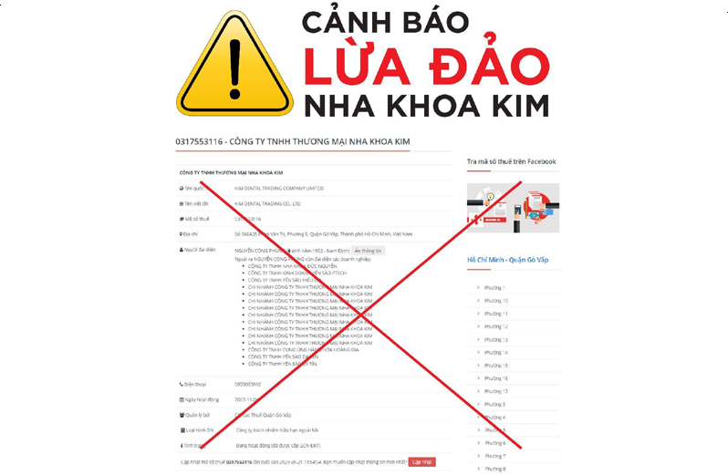 Nha Khoa Kim cảnh báo tình trạng bị mạo danh để lừa đảo