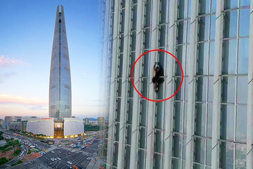 Leo tay không lên tòa tháp 123 tầng, một du khách bị bắt khẩn cấp