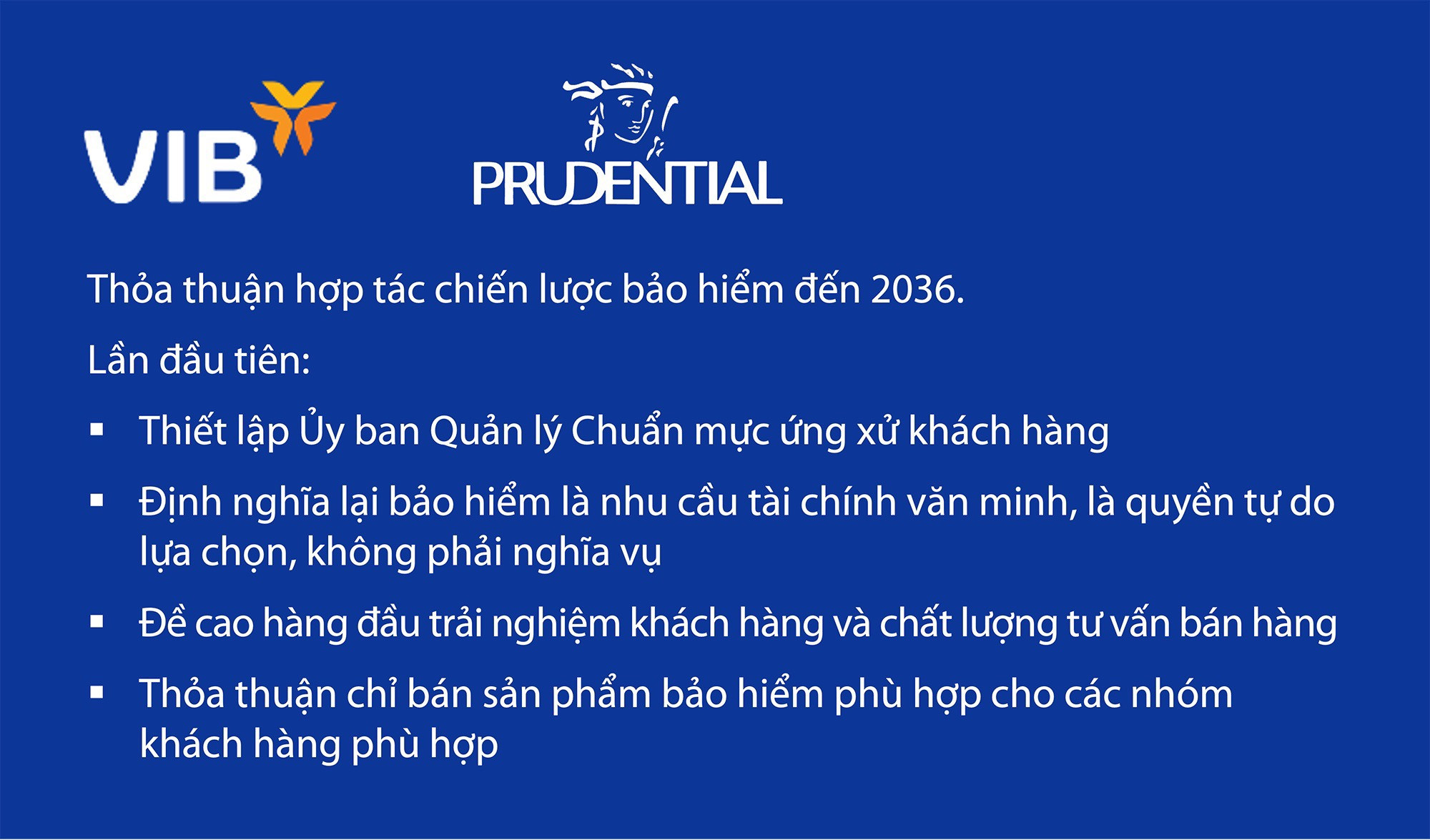 Prudential Việt Nam hợp tác VIB nâng chất lượng kênh phân phối bancassurance