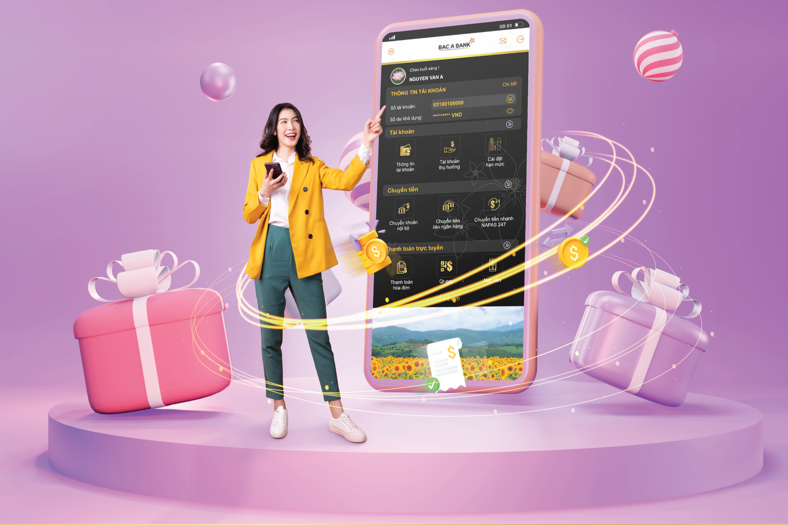 Bac A Bank tặng quà cho khách hàng dùng ngân hàng điện tử