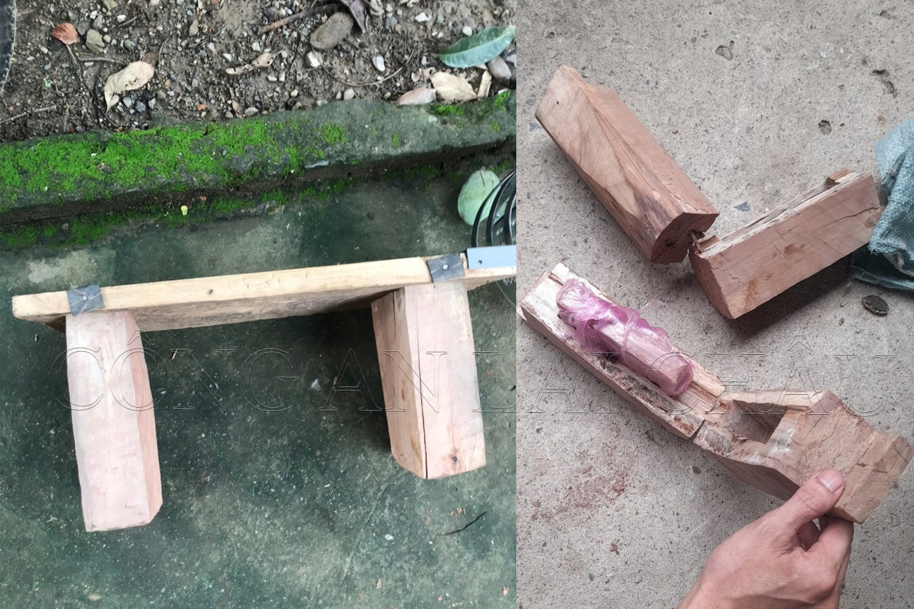 Bắt nghi phạm giấu 2 bánh heroin trong chân máy nghiền sắn