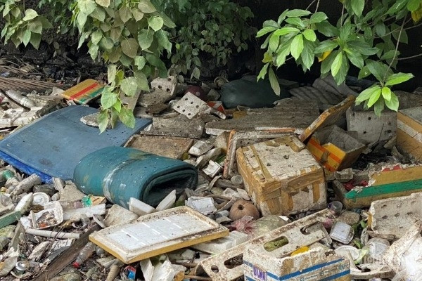 Kênh thoát nước sân bay Tân Sơn Nhất ngập rác