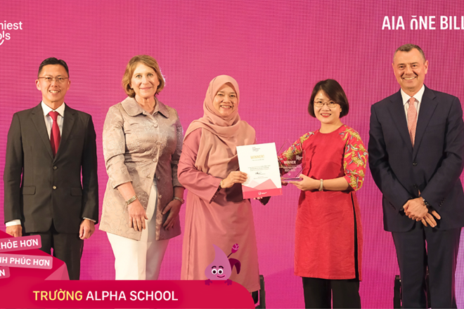 Hệ thống giáo dục Alpha đạt giải ‘Trường học lành mạnh AIA’ khu vực châu Á
