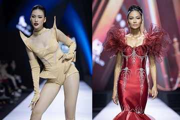 Bùi Quỳnh Hoa catwalk lùi, H’hen Niê vẫn thần thái dù bị vấp váy