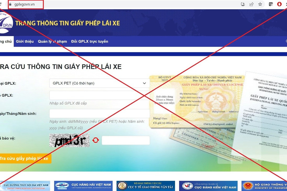 Ngăn chặn thêm 2 website giả mạo trang thông tin điện tử giấy phép lái xe