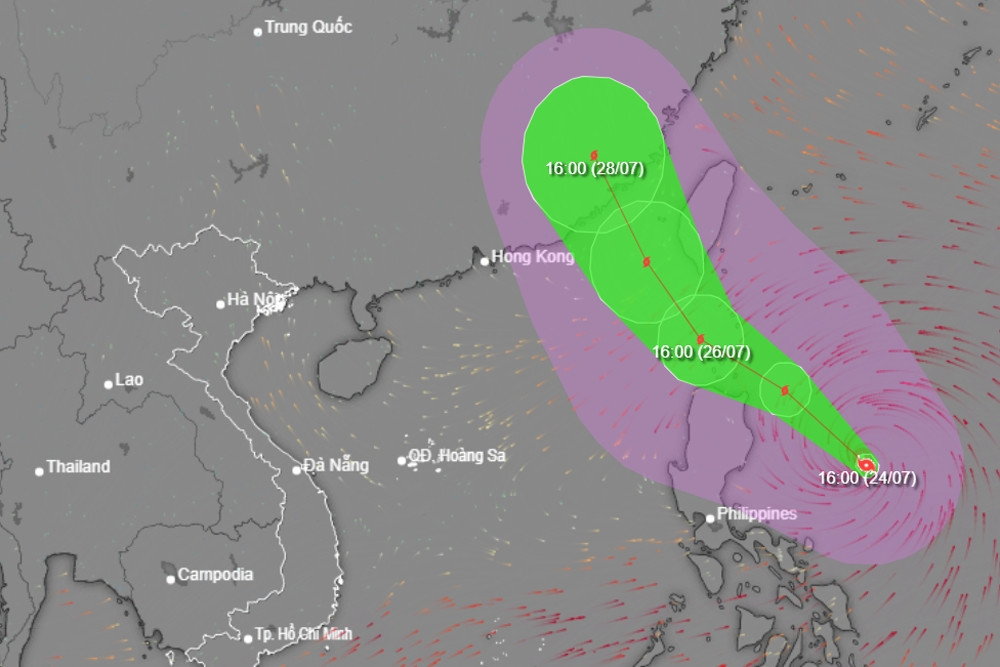 Bão Doksuri khả năng mạnh lên thành siêu bão đi vào Biển Đông