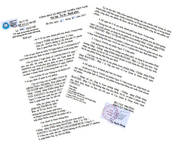 Công văn thu hồi của Cục Quản lý Dược
