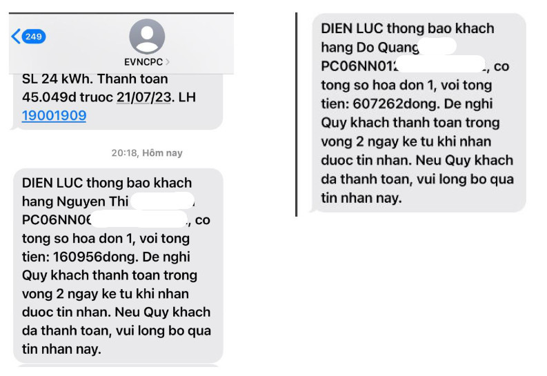 Cảnh giác với tin nhắn lừa đảo thanh toán tiền điện