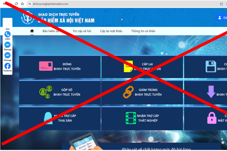 Xuất hiện trang web giả mạo Cổng dịch vụ công Bảo hiểm xã hội Việt Nam