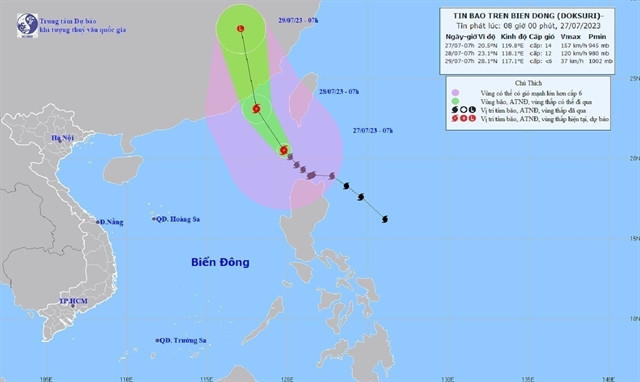 Typhoon Doksuri unlikely to affect Vietnamese mainland