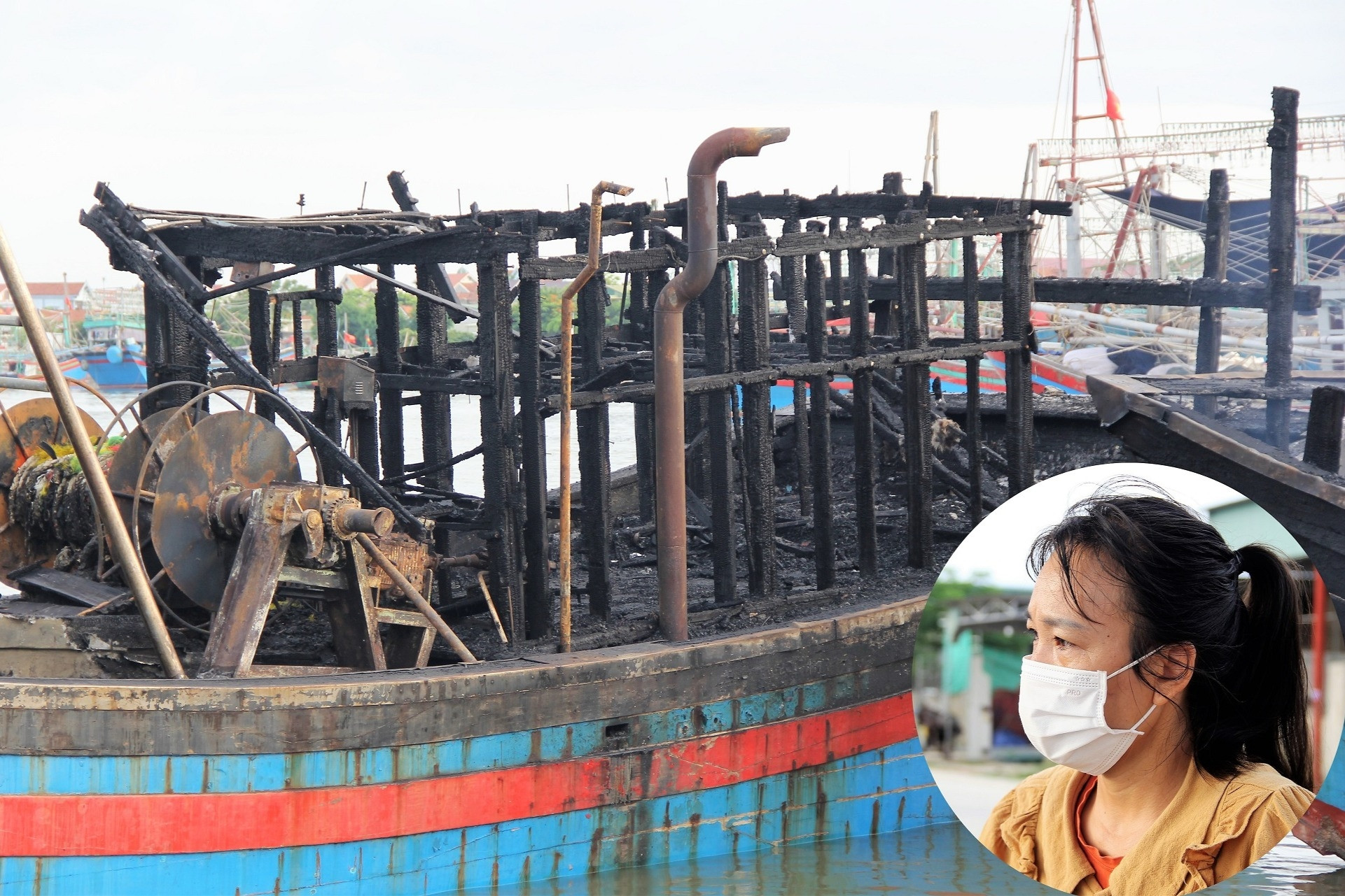 Hiện trường tàu cá ở Nghệ An bị thiêu rụi, thiệt hại hàng chục tỷ đồng
