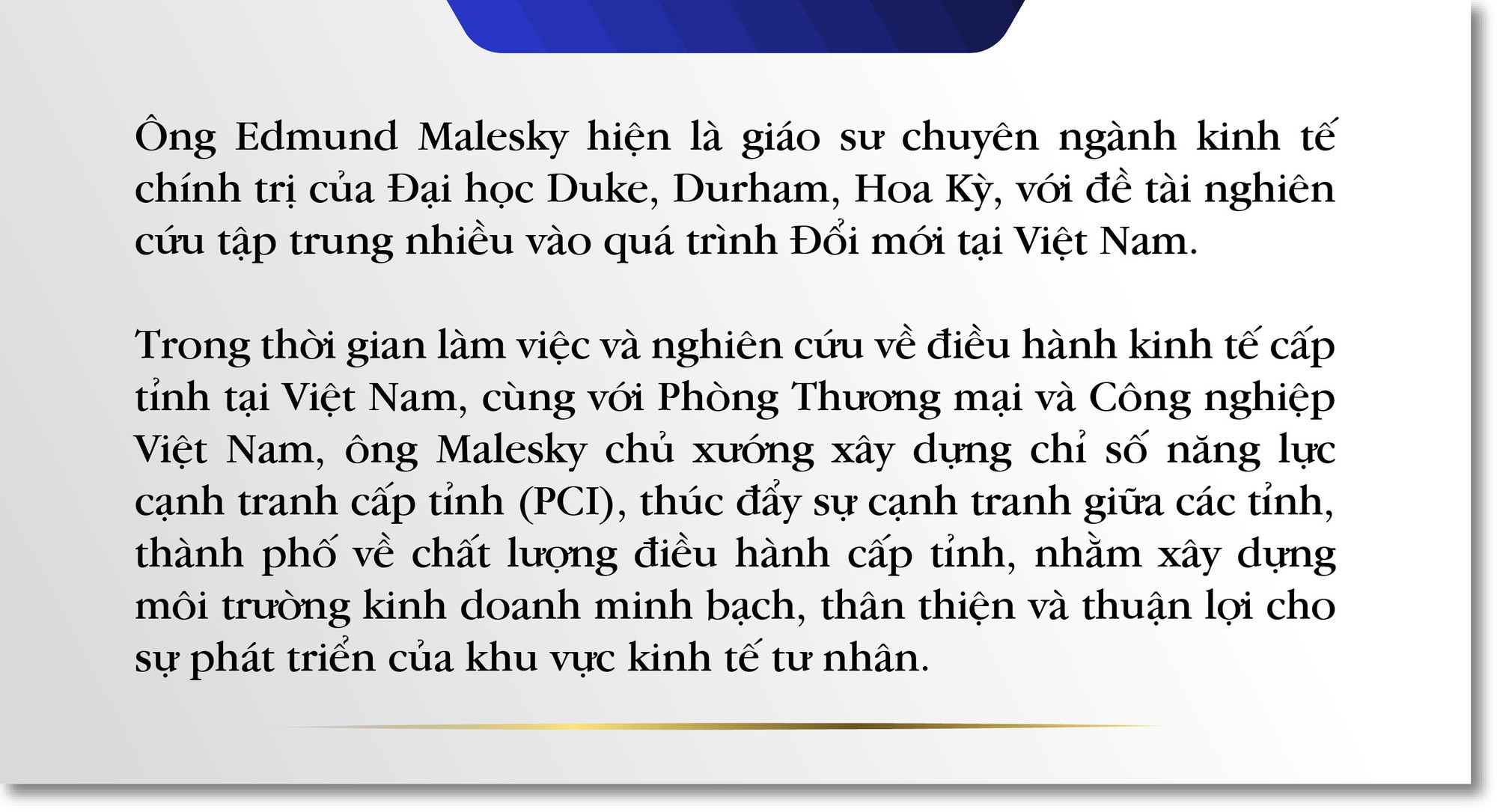 Giáo sư Mỹ dành hai thập kỷ đóng góp vào cải cách thể chế Việt Nam (P1): Tôi đã sớm biết Việt Nam sẽ trở thành ‘con hổ’ kinh tế - Ảnh 1.