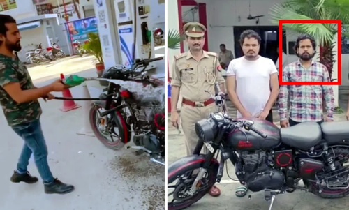 Chơi ngông rửa xe máy bằng xăng, nam thanh niên bị cảnh sát bắt và tịch thu xe