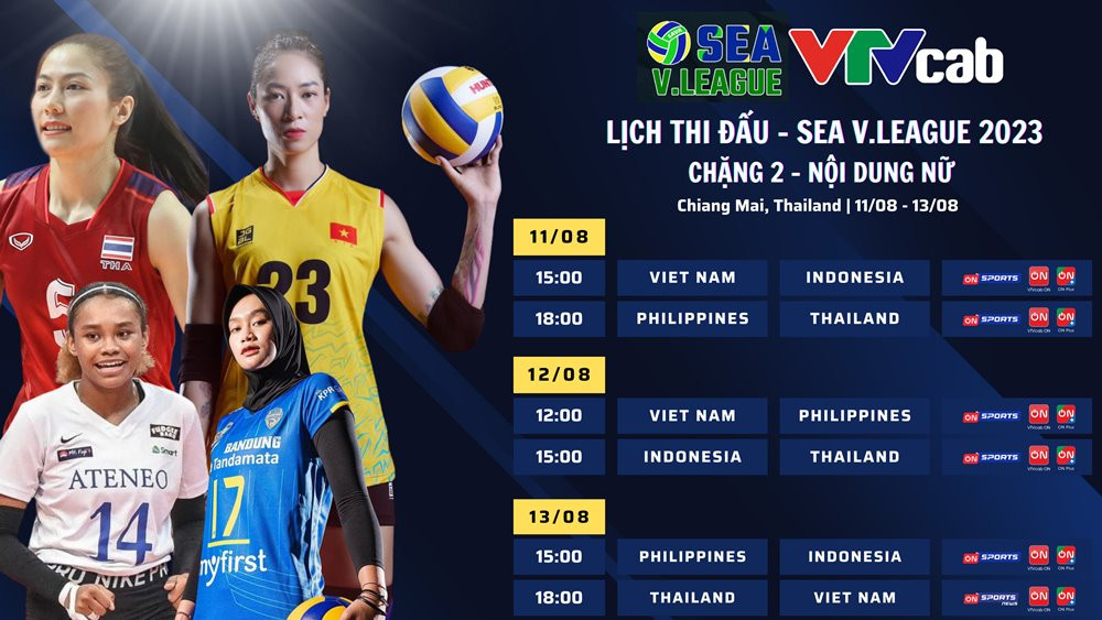 Lịch thi đấu chặng 2 bóng chuyền nữ SEA V.League 2023 mới nhất