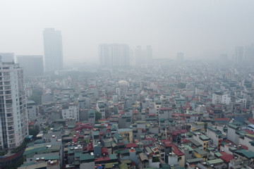 Chất lượng không khí của Hà Nội ở mức ô nhiễm nặng khiến bầu trời mù mịt