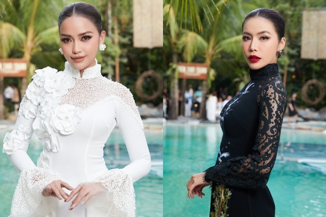 Ngọc Châu, Minh Tú đọ sắc trong trang phục áo dài màu đối lập