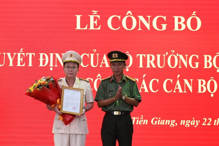 Thượng tá Nguyễn Minh Tân được bổ nhiệm làm Phó Giám đốc Công an Tiền Giang