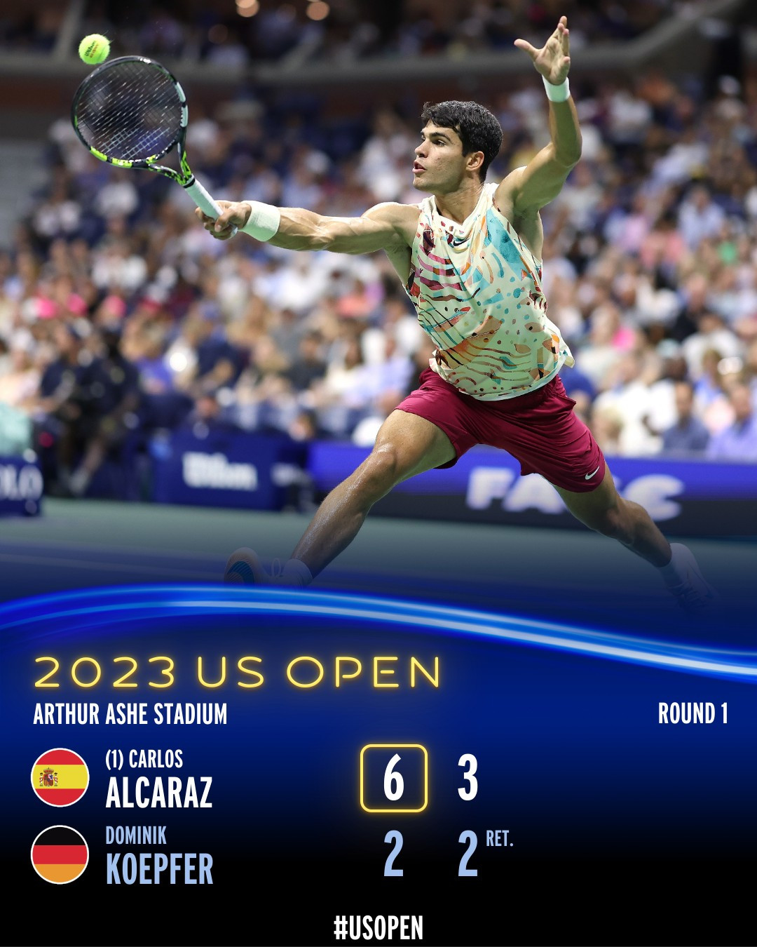 Carlos Alcaraz vào vòng 2 US Open khi đối thủ bỏ cuộc